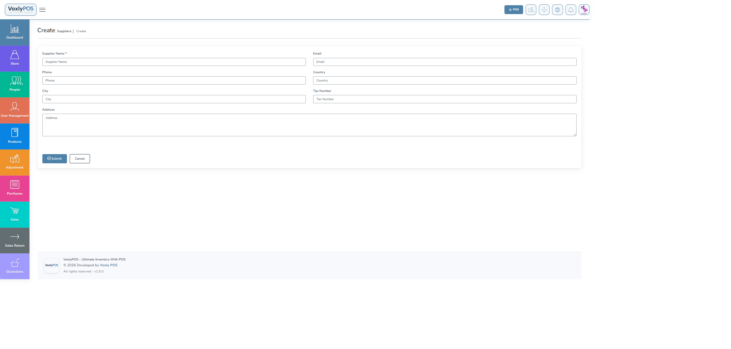 Create Supplier Form