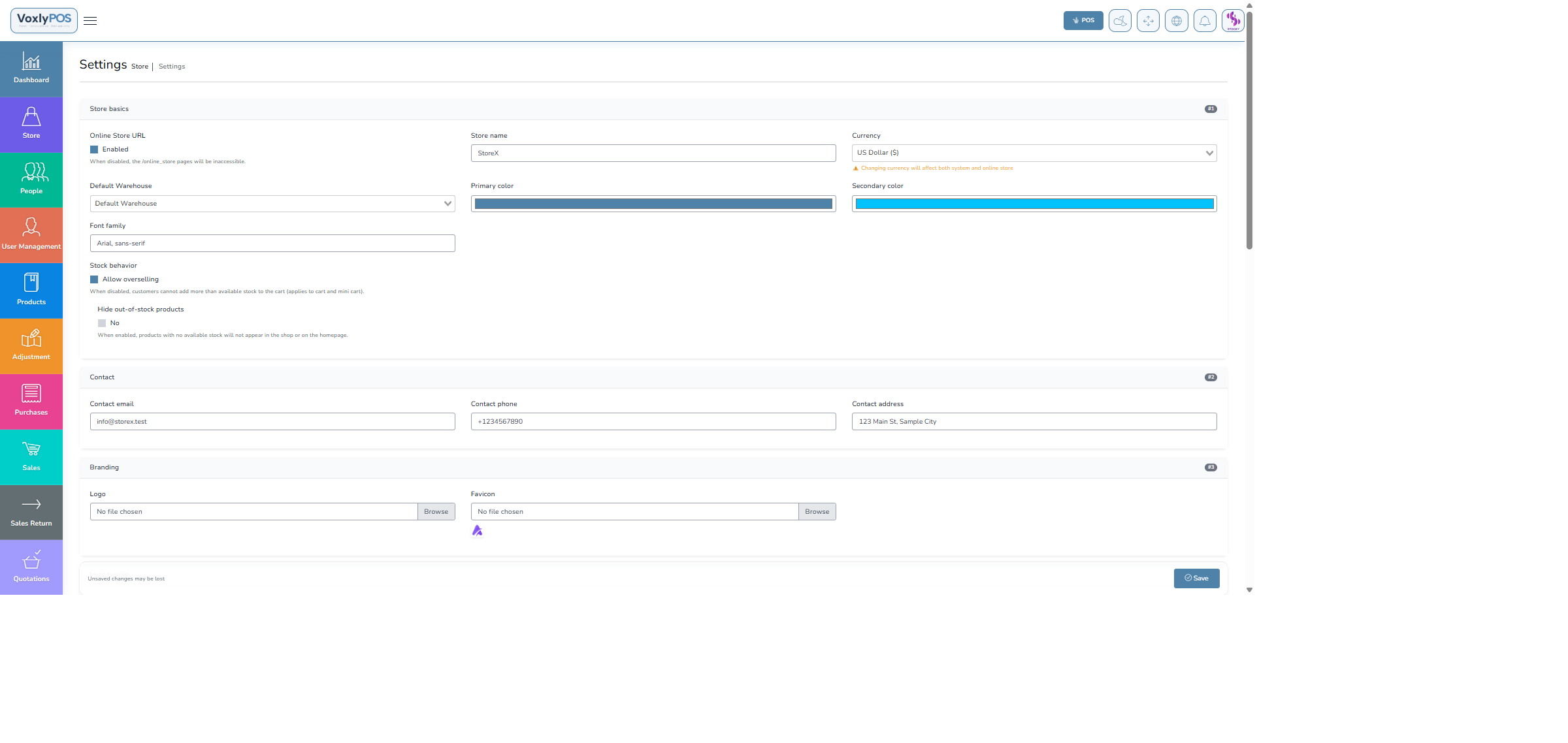Online Store Settings